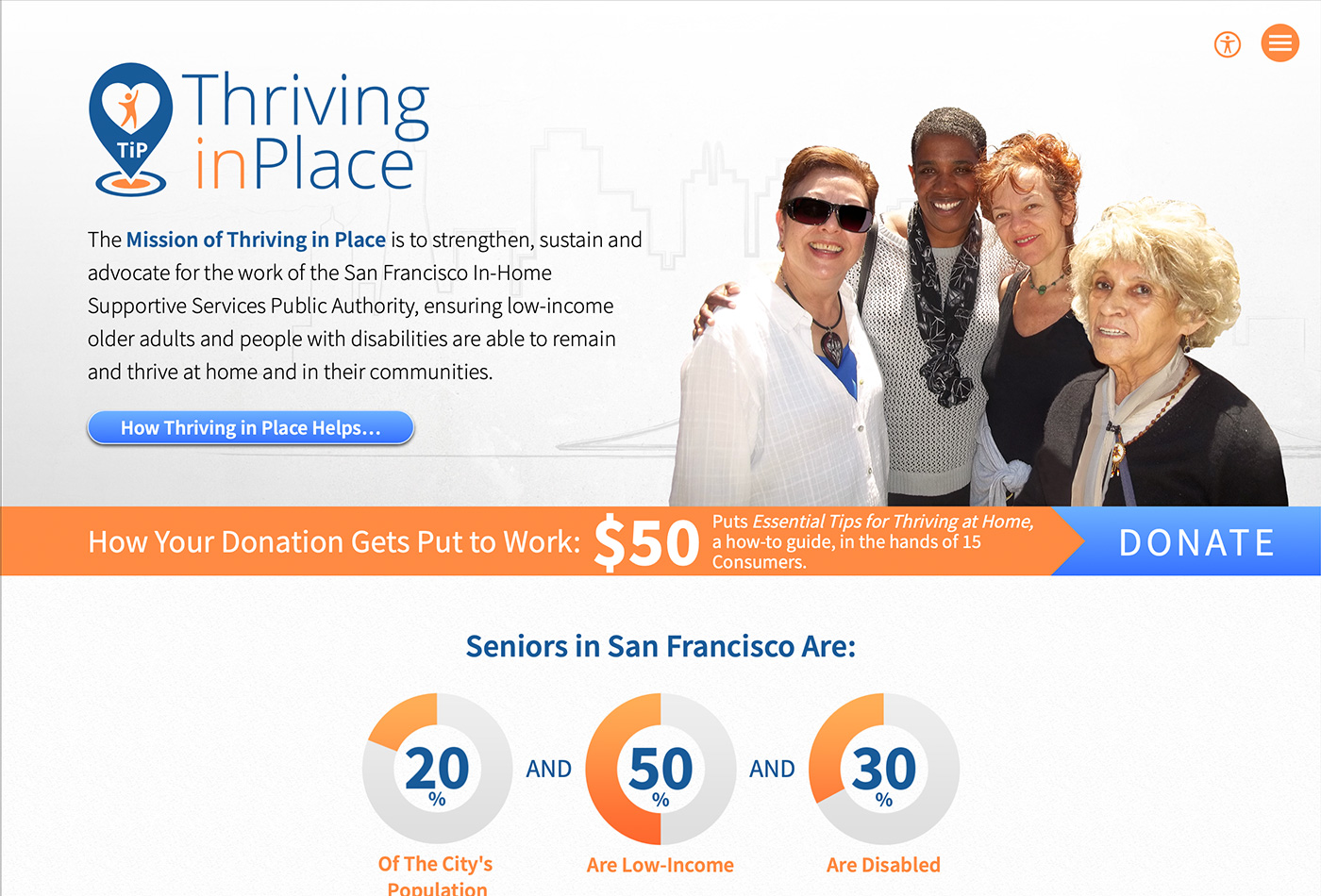 Screenshot of the Thriving in Place website.